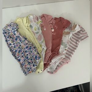 Baby Girl Onesie Bundle 3M | Fruits Animals Patterns Summer Set (7 Pieces)